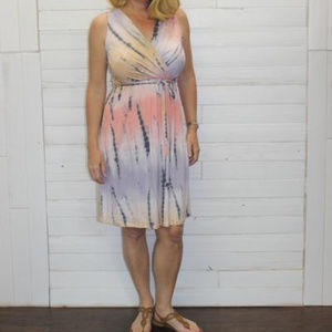 Tye Dye Pink and Lavender Summer Dress